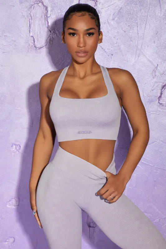Square Neck Sports Bra in Lilac sold by Oh Polly
