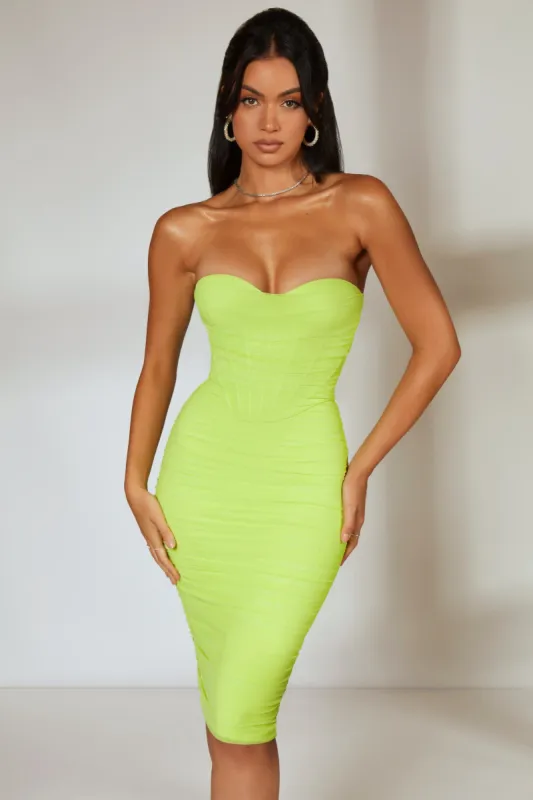 Corset Midi Dress in Lime made by Oh Polly