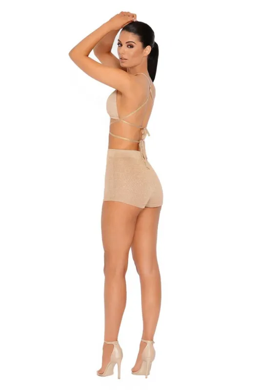 All Wrapped Up Metallic Knit Bralet in Gold sold by Oh Polly