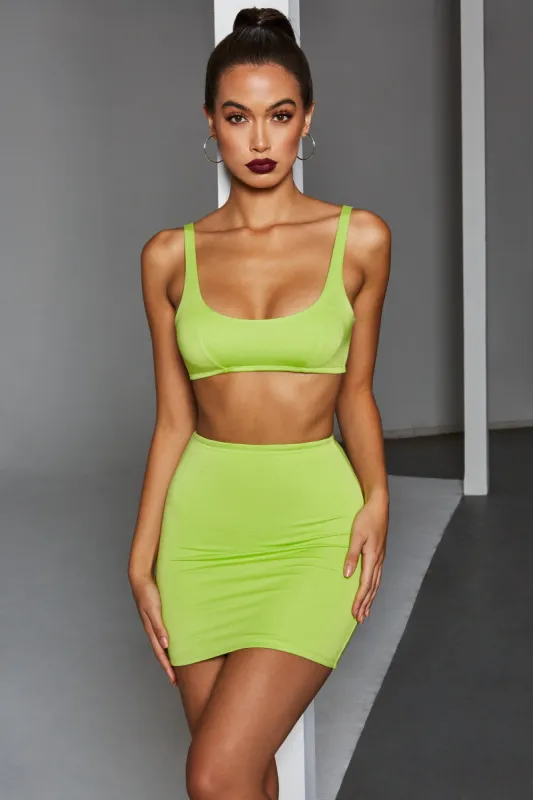Two Timer Double Layered Bodycon Mini Skirt in Lime sold by Oh Polly
