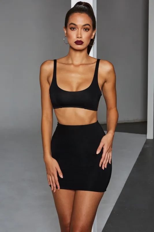 Two Timer Double Layered Bodycon Mini Skirt in Black sold by Oh Polly