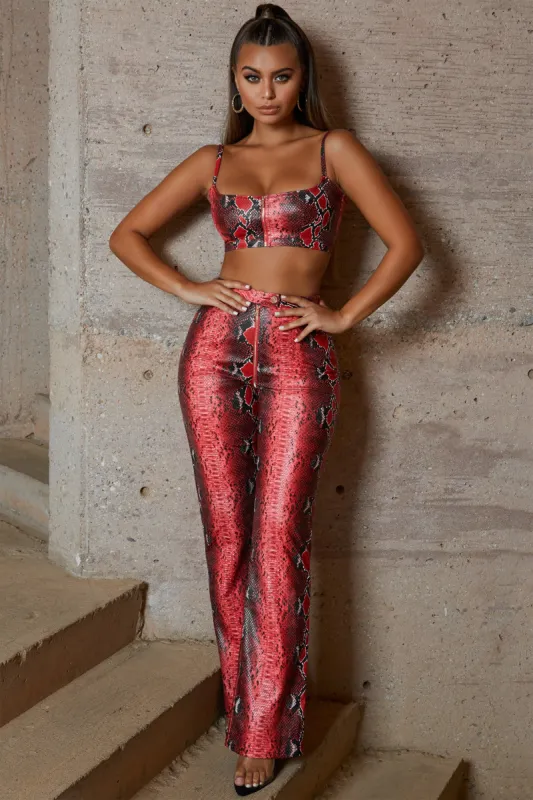 Snake Charmer Vegan Leather Crop Top in Pink Snake Print made by Oh Polly
