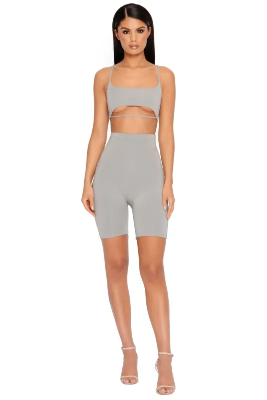 Under Your Skin High Waisted Shorts in Grey sold by Oh Polly