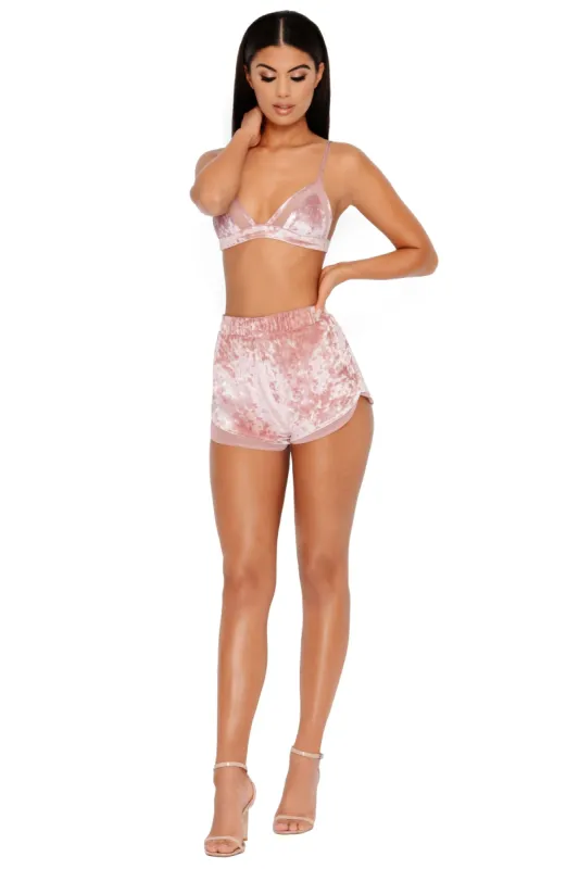 All The Feels Velvet Triangle Bra Top In Mauve sold by Oh Polly