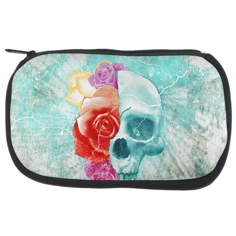 Halloween Distressed Skull and Flowers Makeup Bag sold by Old Glory