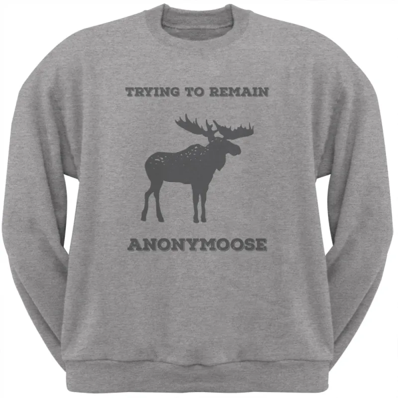 PAWS - Moose Trying to Remain Anonymoose Heather Crew Neck Sweatshirt sold by Old Glory