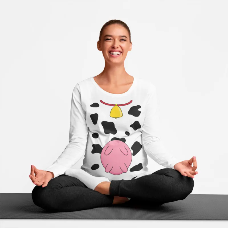 Halloween Costume Funny Cow with Udders Long Sleeve Soft Maternity T Shirt sold by Old Glory