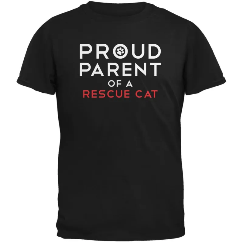 Proud Parent Of A Rescue Cat Navy Adult T-Shirt made by Old Glory