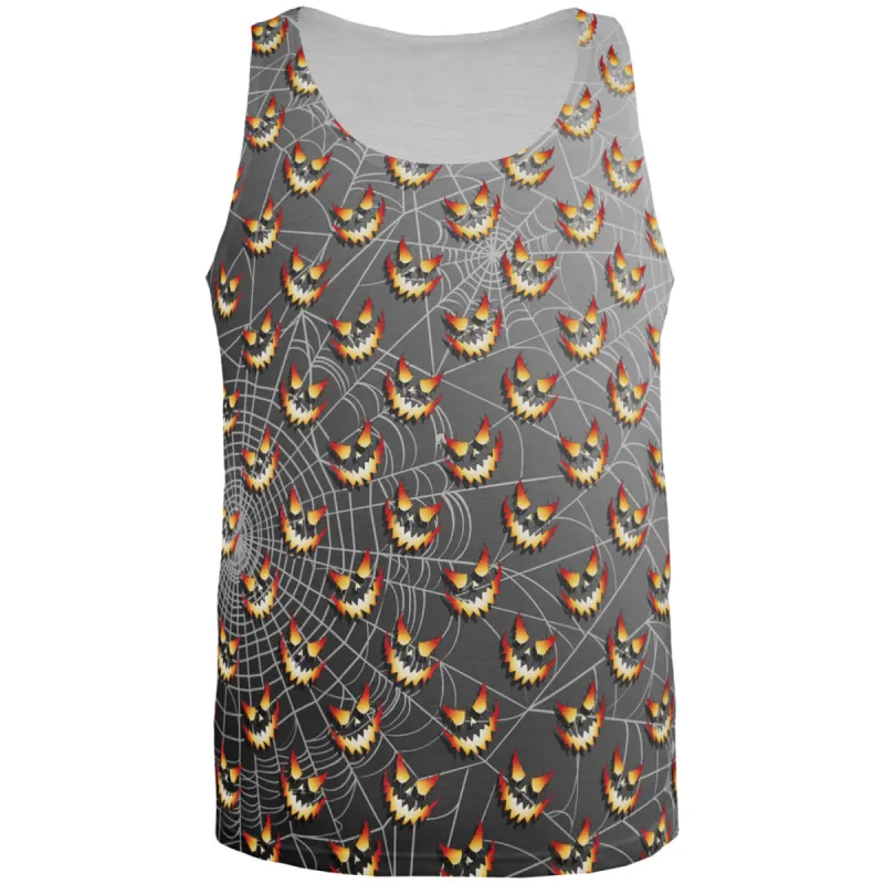Halloween Spider Webs and Jack-O-Lanterns All Over Mens Tank Top sold by Old Glory