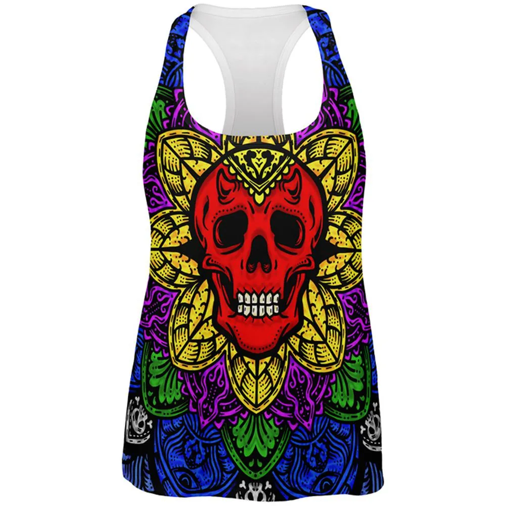 Halloween Demon Skull Mandala All Over Womens Work Out Tank Top sold by Old Glory