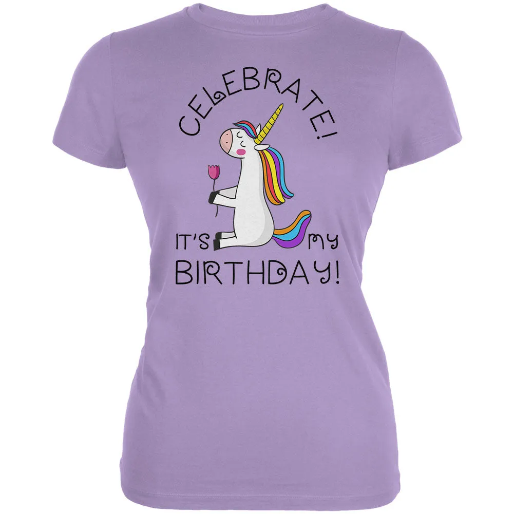 Unicorn Celebrate it's my Birthday Juniors Soft T Shirt sold by Old Glory