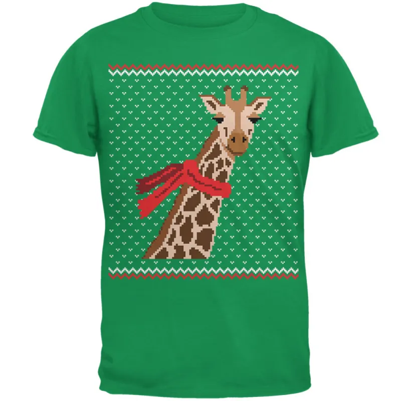 Big Giraffe Scarf Ugly Christmas Sweater Mens T Shirt sold by Old Glory