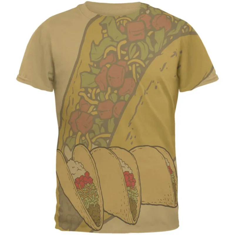 Tacos Forever All Over Tan Adult T-Shirt made by Old Glory