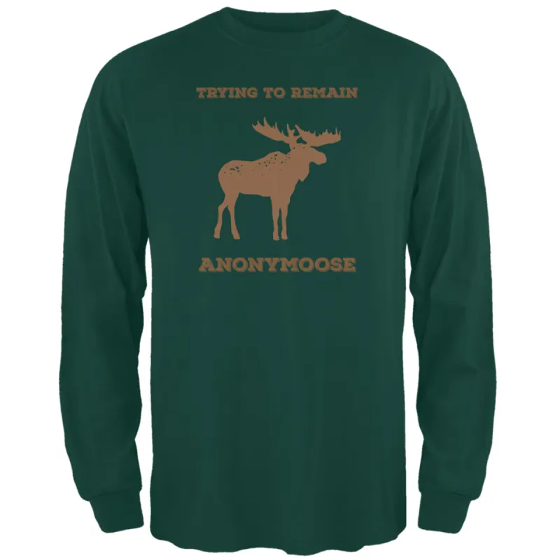 PAWS - Moose Trying to Remain Anonymoose Green Long Sleeve T-Shirt sold by Old Glory
