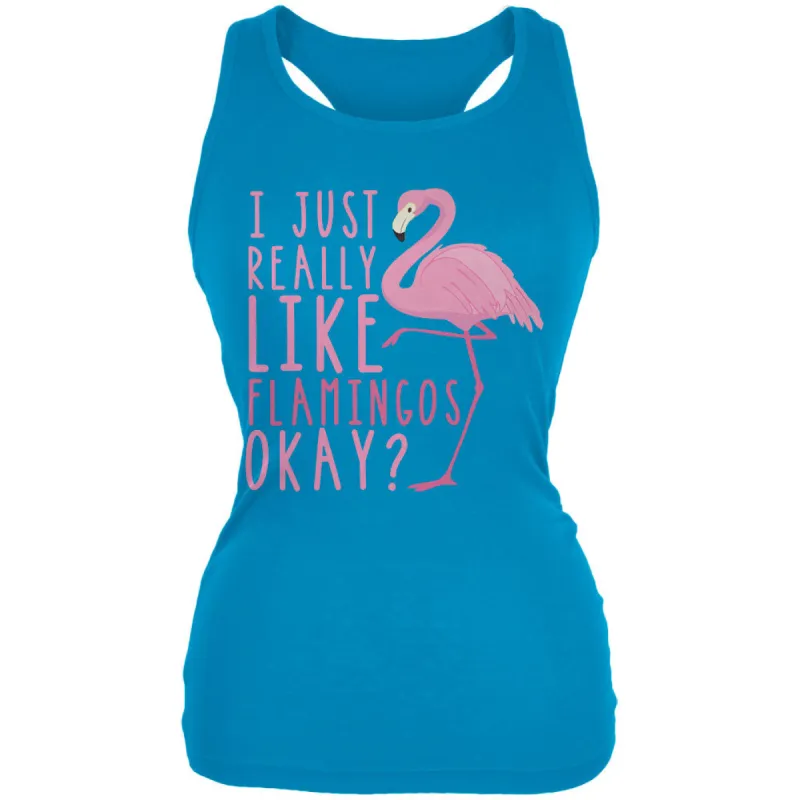 I Just Really Like Flamingos Juniors Soft Tank Top sold by Old Glory