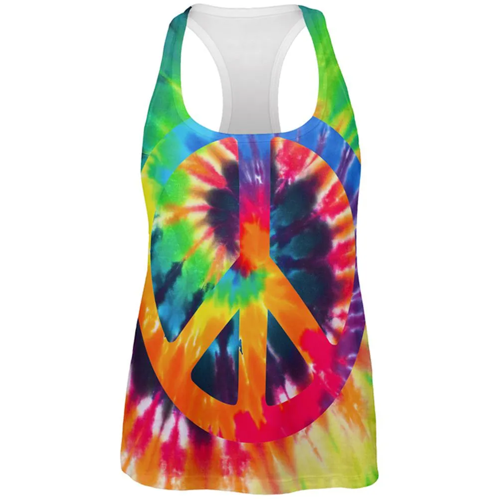Peace Sign Tie Dye All Over Womens Work Out Tank Top sold by Old Glory