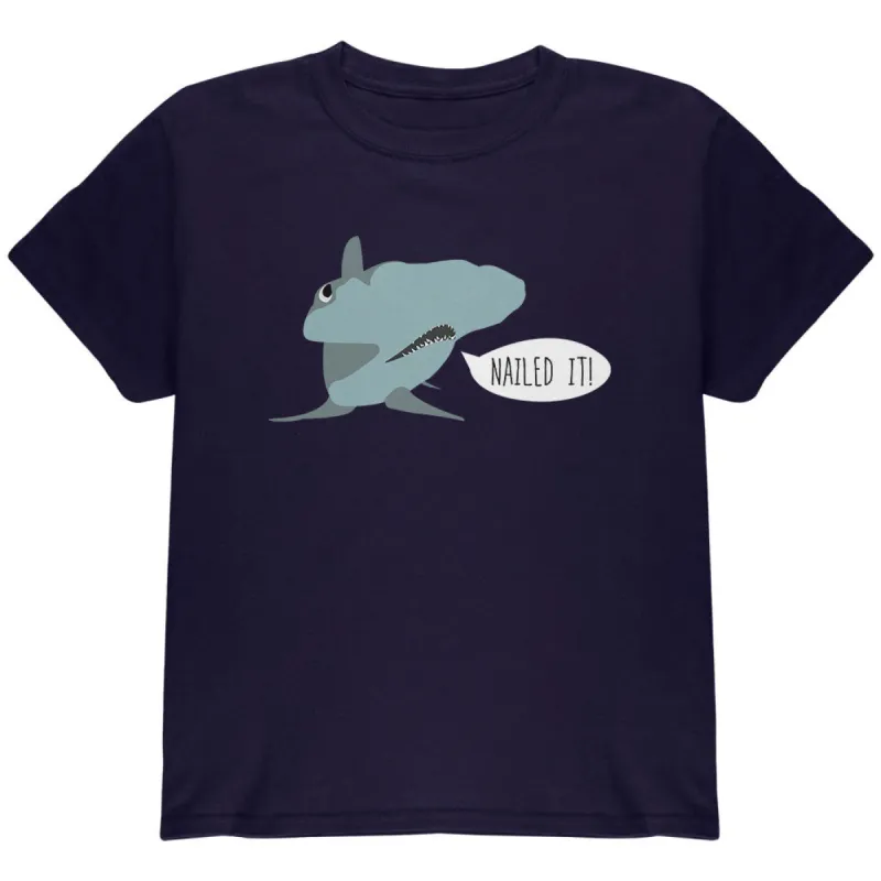 Shark Nailed It Hammerhead Funny Pun Youth T Shirt sold by Old Glory