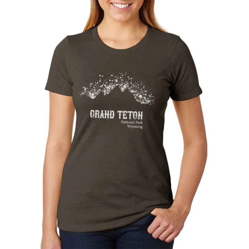National Parks Grand Teton Mountain Splatter Juniors Soft Blend T Shirt sold by Old Glory