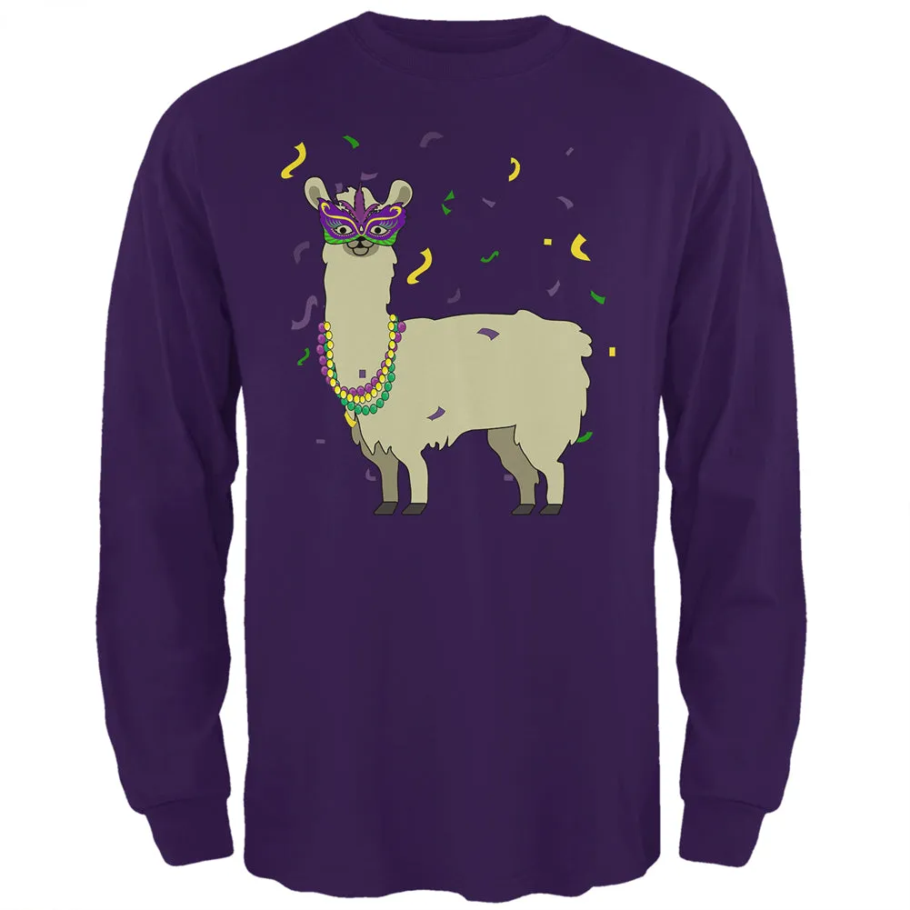 Mardi Gras Llama Beads Mask Mens Long Sleeve T Shirt sold by Old Glory