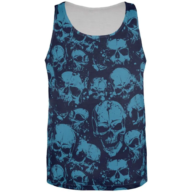 Blue Angry Skulls All Over Adult Tank Top sold by Old Glory