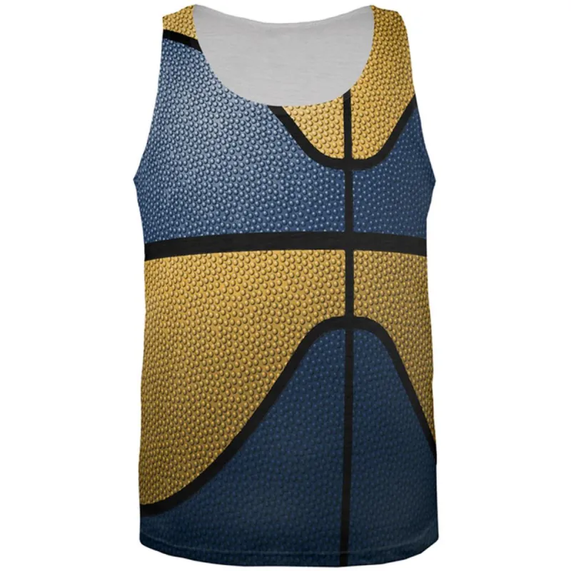Championship Basketball Blue and Yellow All Over Mens Tank Top sold by Old Glory