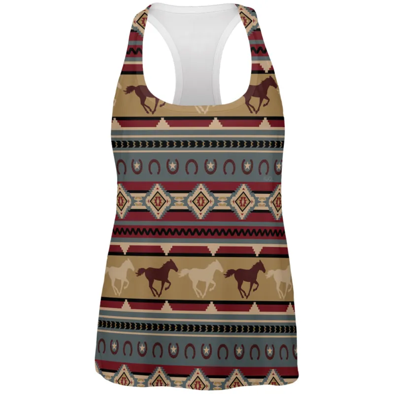Southwestern Wild Horses Pattern All Over Womens Work Out Tank Top sold by Old Glory
