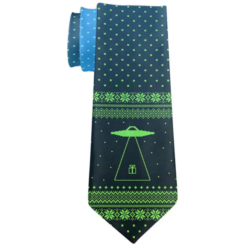 Ugly Christmas Sweater Alien Beam All Over Neck Tie sold by Old Glory