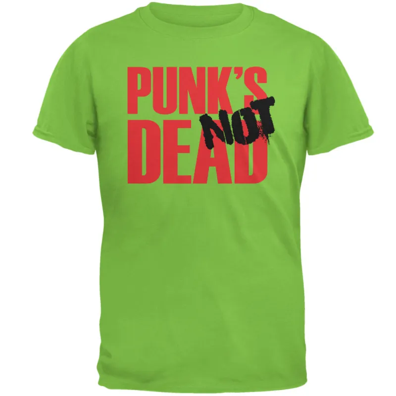 Punk's NOT Dead V2 Lime Green Adult T-Shirt sold by Old Glory