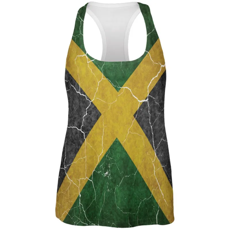 Distressed Jamaican Flag All Over Womens Work Out Tank Top sold by Old Glory