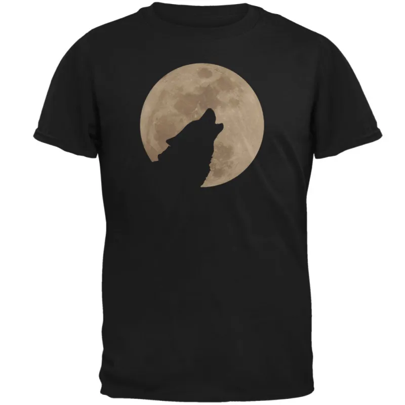 Wolf Howling Moon Silhouette Mens T Shirt sold by Old Glory