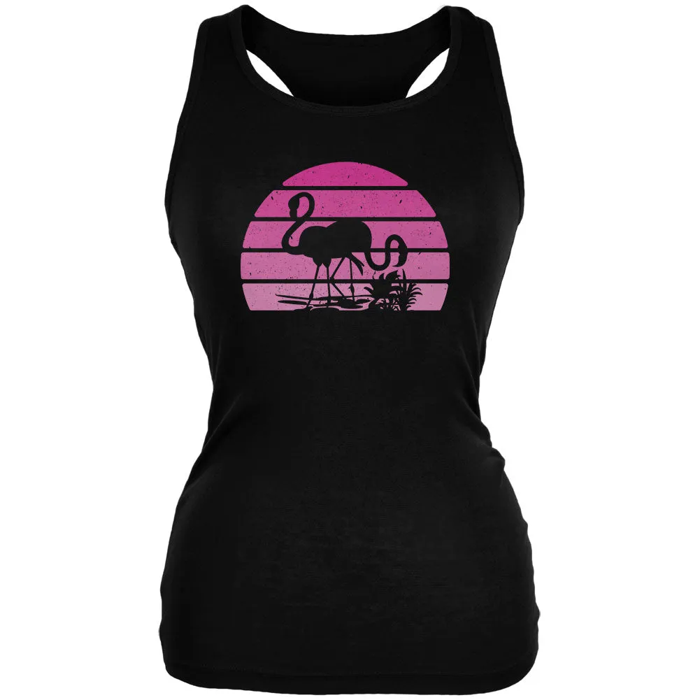 Florida Flamingo Retro Sunset Juniors Soft Tank Top sold by Old Glory