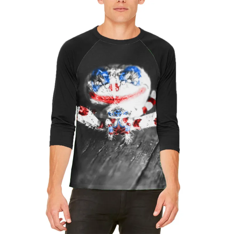 Patriotic Killer Clown Spider Of Halloween Mens Raglan T Shirt sold by Old Glory