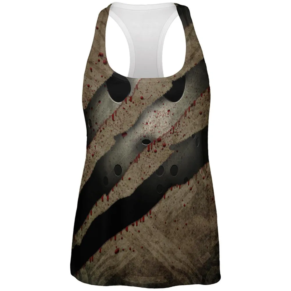 Halloween Horror Movie Mask Slasher Attack All Over Womens Work Out Tank Top sold by Old Glory
