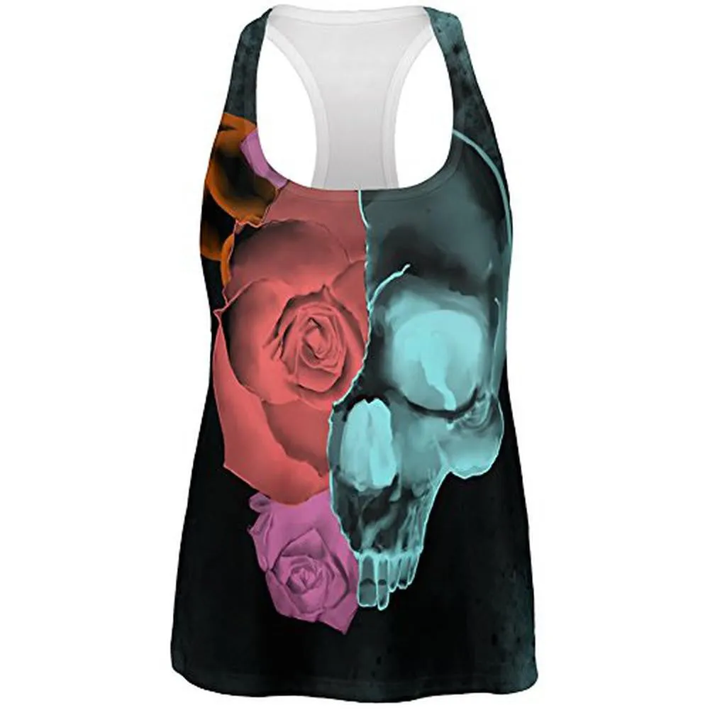 Blooming Flowers Skull XRay All Over Womens Racerback Tank Top sold by Old Glory