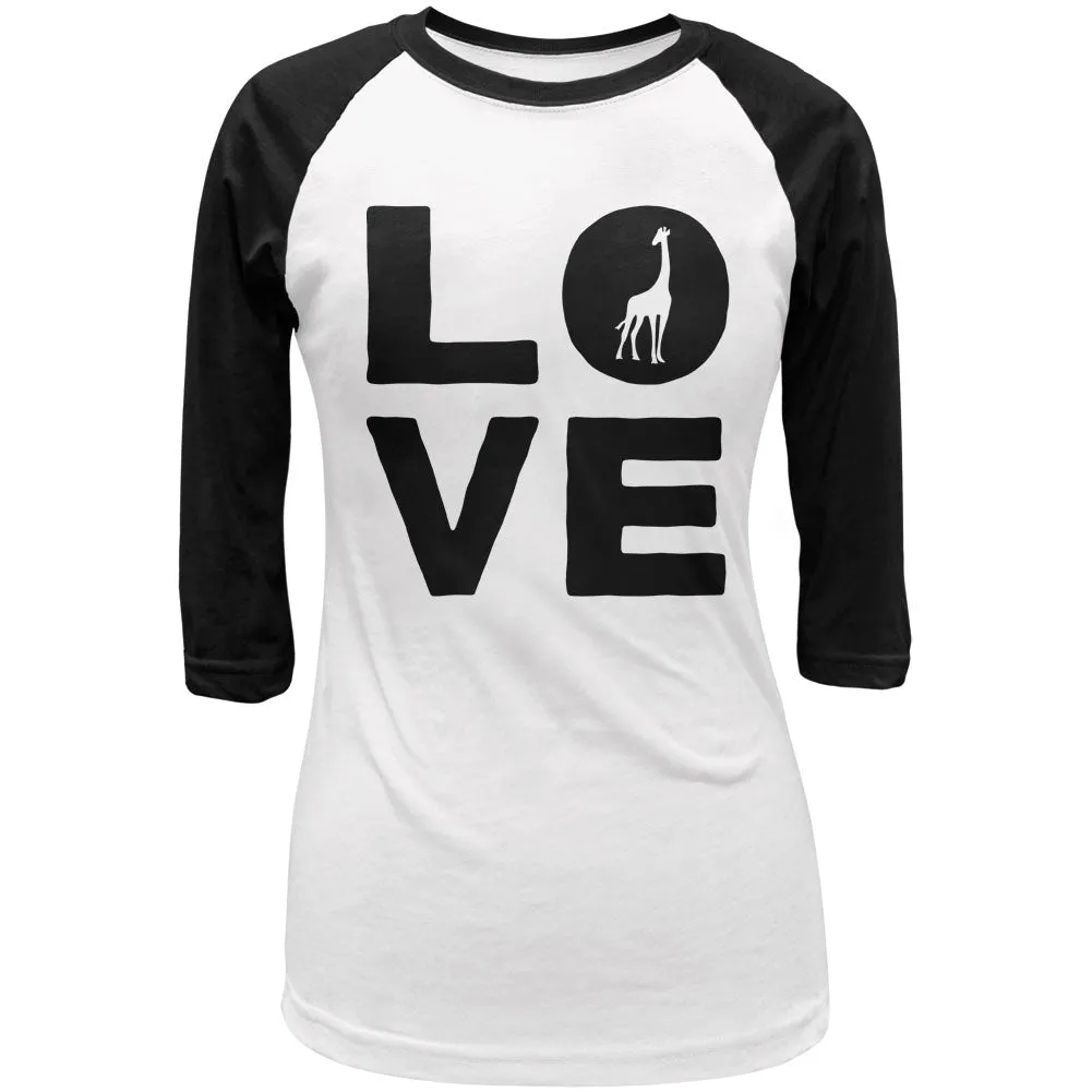 Giraffe Love Juniors 3/4 Sleeve Raglan T Shirt sold by Old Glory
