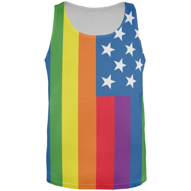 LGBT American Flag All Over Adult Tank Top sold by Old Glory