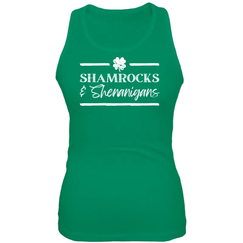 St Patricks Day Shamrock and Shenanigans Juniors Soft Tank Top sold by Old Glory