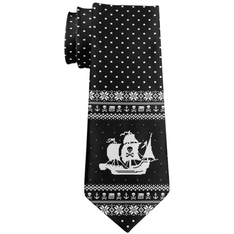 Ugly Christmas Sweater Pirate Ship All Over Neck Tie sold by Old Glory