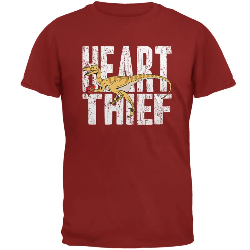 Valentine's Day Velociraptor Heart Thief Dino Mens T Shirt sold by Old Glory