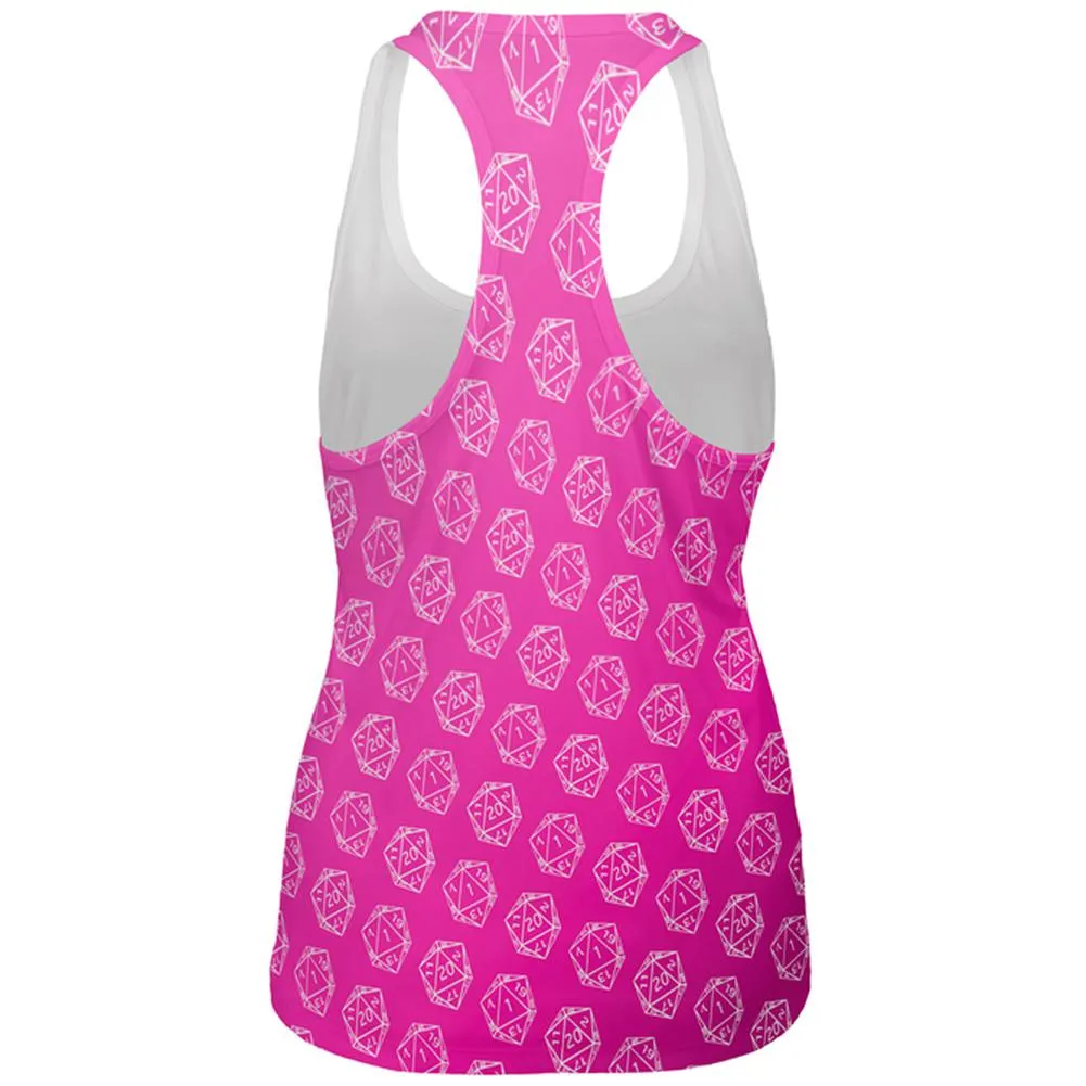 D20 Gamer Critical Hit and Fumble Pink Pattern All Over Womens Work Out Tank Top sold by Old Glory product image thumbnail 2