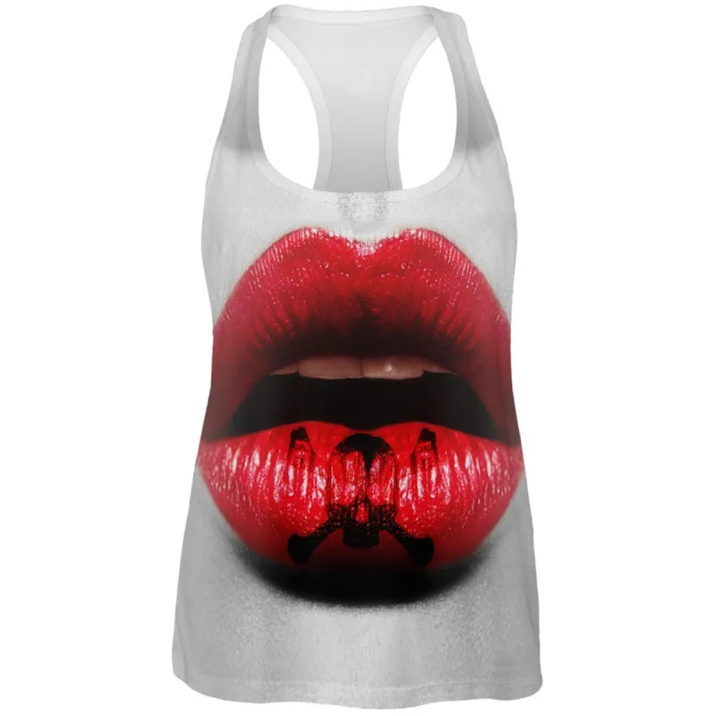 Halloween Kiss of Death All Over Womens Racerback Tank Top sold by Old Glory