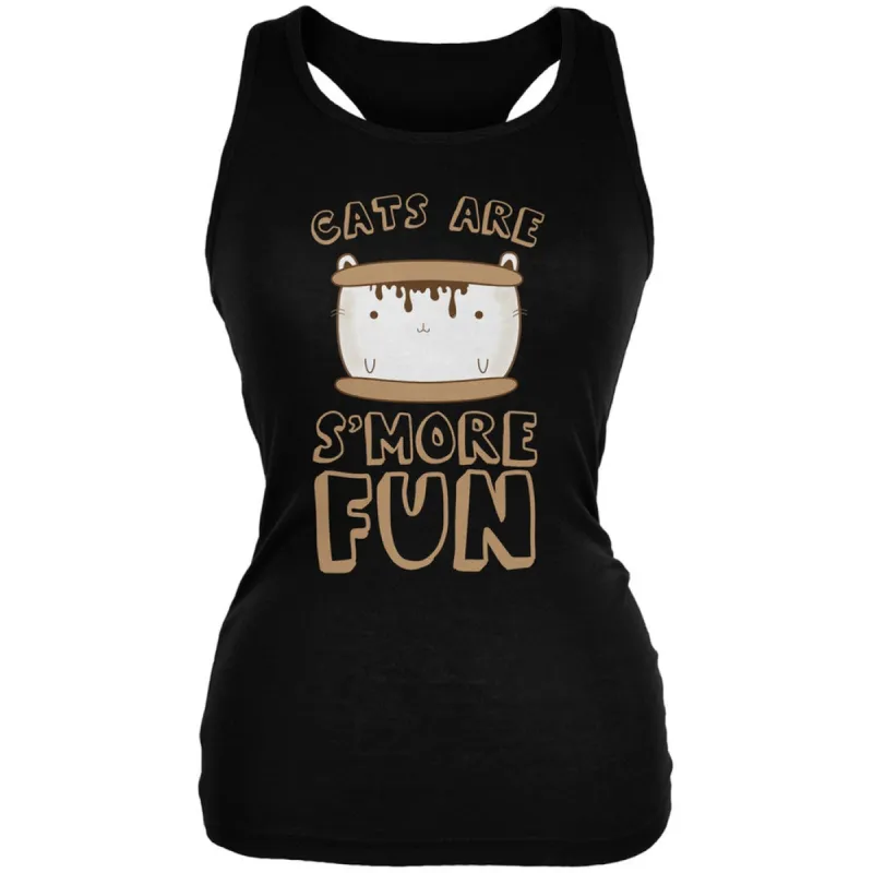 Cats Are S'More Fun Black Juniors Soft Tank Top sold by Old Glory