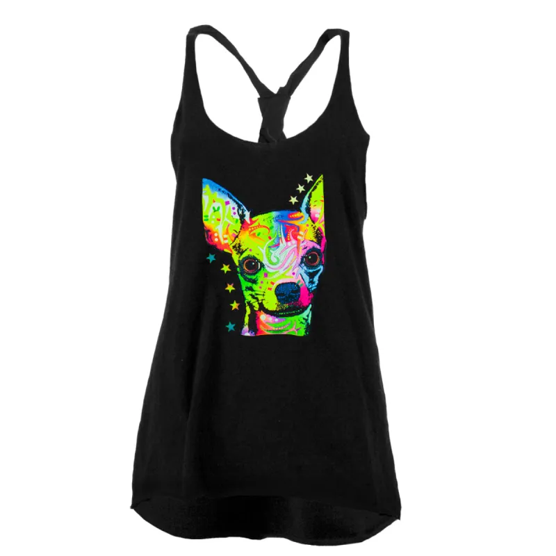 Chihuahua Neon Black Light Juniors Twist Tank Top sold by Old Glory