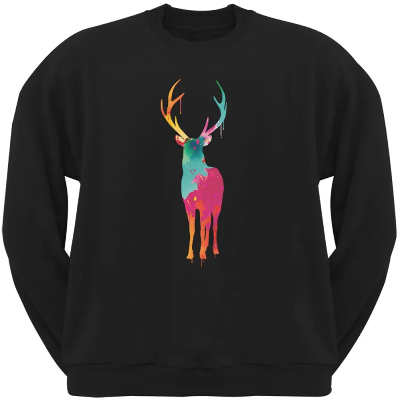 Splatter Deer Black Adult Crew Neck Sweatshirt sold by Old Glory