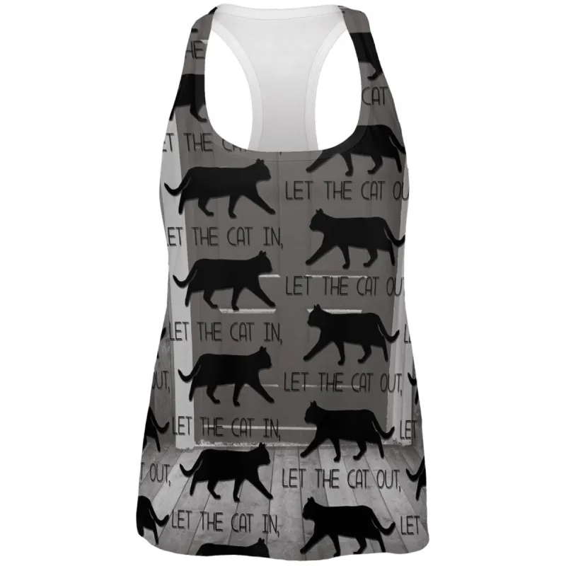 Let The Cat In Out All Over Womens Racerback Tank Top sold by Old Glory