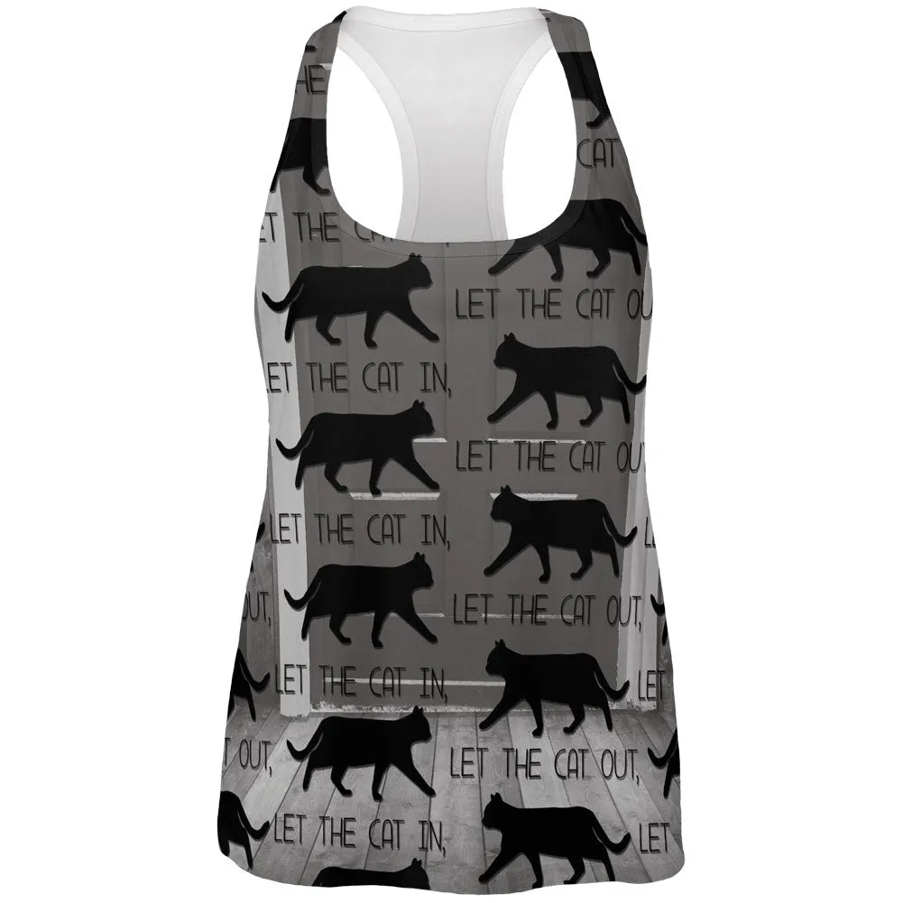 Let The Cat In Out All Over Womens Racerback Tank Top sold by Old Glory