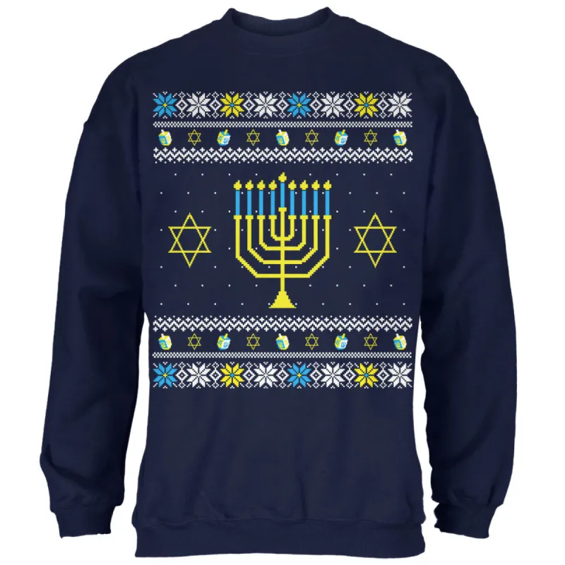 Menorah Ugly Hanukkah Sweater Mens Sweatshirt sold by Old Glory
