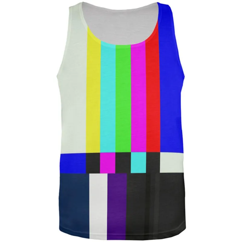 Halloween SMPTE Color Bars Late Night TV Costume All Over Mens Tank Top sold by Old Glory