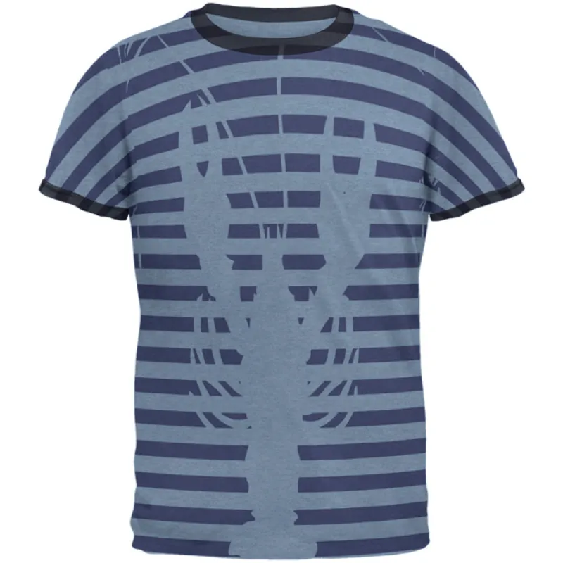 Lobster Navy Nautical Stripes Mens Ringer T Shirt sold by Old Glory