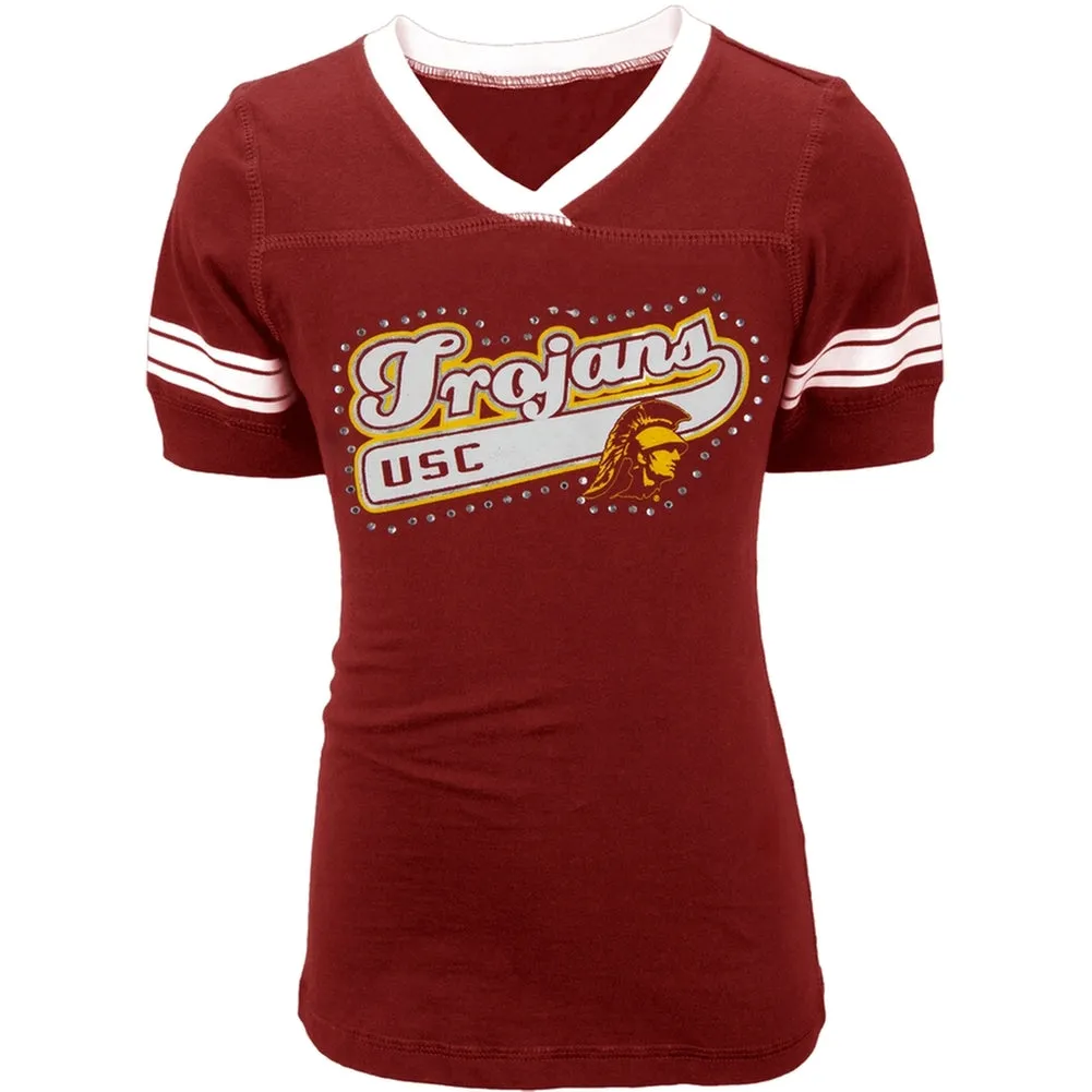 USC Trojans - Rhinestone Swoop Logo Girls Juvy T-Shirt sold by Old Glory